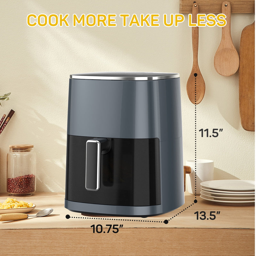 Beddle 6 Qt Compact Air Fryer Toaster Oven with Digital LED Touchscreen Electric Hot Oven, Oilless Multifunctional Cooker with Auto Shut-Off,Gray