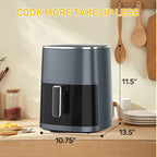 Beddle 6 Qt Compact Air Fryer Toaster Oven with Digital LED Touchscreen Electric Hot Oven, Oilless Multifunctional Cooker with Auto Shut-Off,Gray