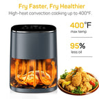 Beddle 6 Qt Compact Air Fryer Toaster Oven with Digital LED Touchscreen Electric Hot Oven, Oilless Multifunctional Cooker with Auto Shut-Off,Gray