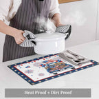 Table Placemats Set of 4,250th Anniversary Retro Truck Non-Slip Kitchen Dining Tables Place Mat,Independence Day Patriotic Washable Table Mats for Home Dinner Holiday Party Banquet