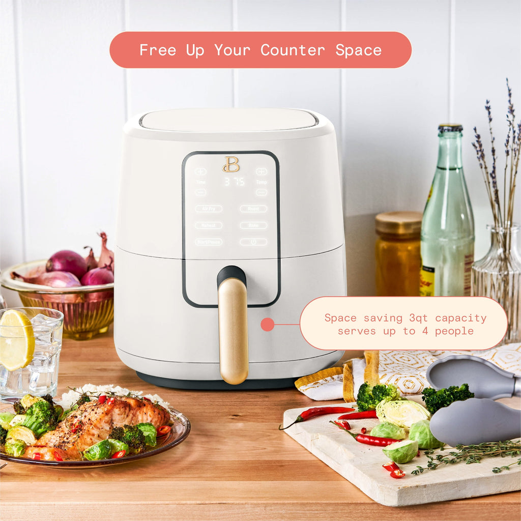 Beautiful 3QT Air Fryer with TurboCrisp Technology, White Icing by Drew Barrymore