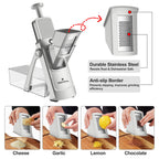 ONCE FOR ALL 5-in-1 Vegetable Slicer with Container - Adjustable Mandoline Chopper, Slicer, Dicer, Grater for Kitchen, Stainless Steel with 0.1-8mm Thickness & Dishwasher Safe Food Prep Tool