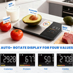 Smart Nutrition Food Scale with LED Touch Display, Tracks Calories, Fat, Carbs & Protein via App, 0.01oz Precision Digital Kitchen Scale for Healthy Eating & Meal Prep(batteries Not included)