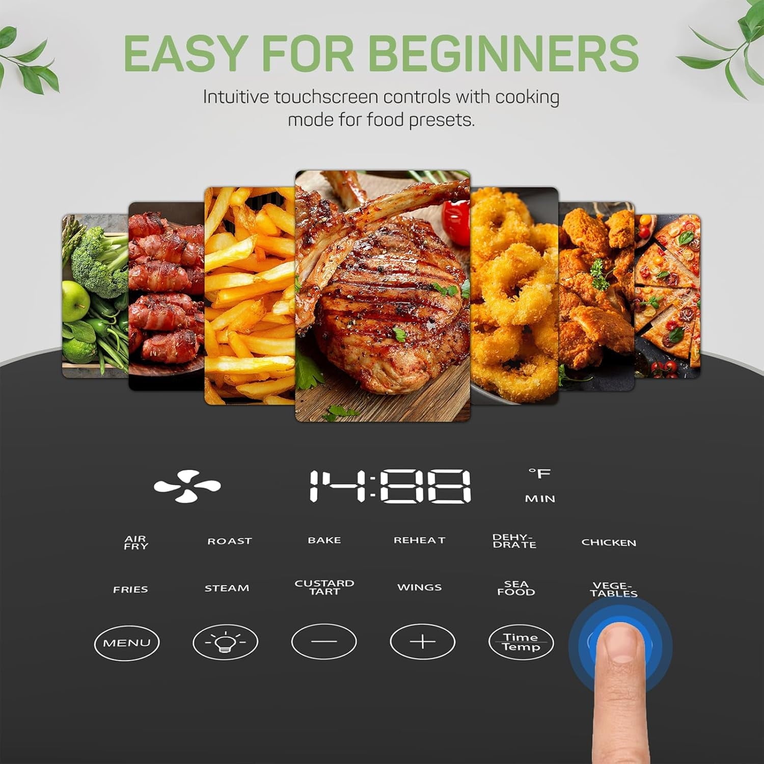 Air Fryer, 6-Quart Smart Air Fryer, 12-in-1 Functions - Air Fry, Roast, Reheat, Dehydrate, Bake, Steam, and More, 400Â°F Max Temperature, Grey