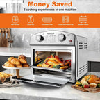 Plum Chef 13QT Air Fryer Toaster Oven Combo, Compact Stainless Steel Countertop Oven for 1-3 People, 1500W with Oil-Free Cooking, Easy to Clean, Space Saving, Sliver