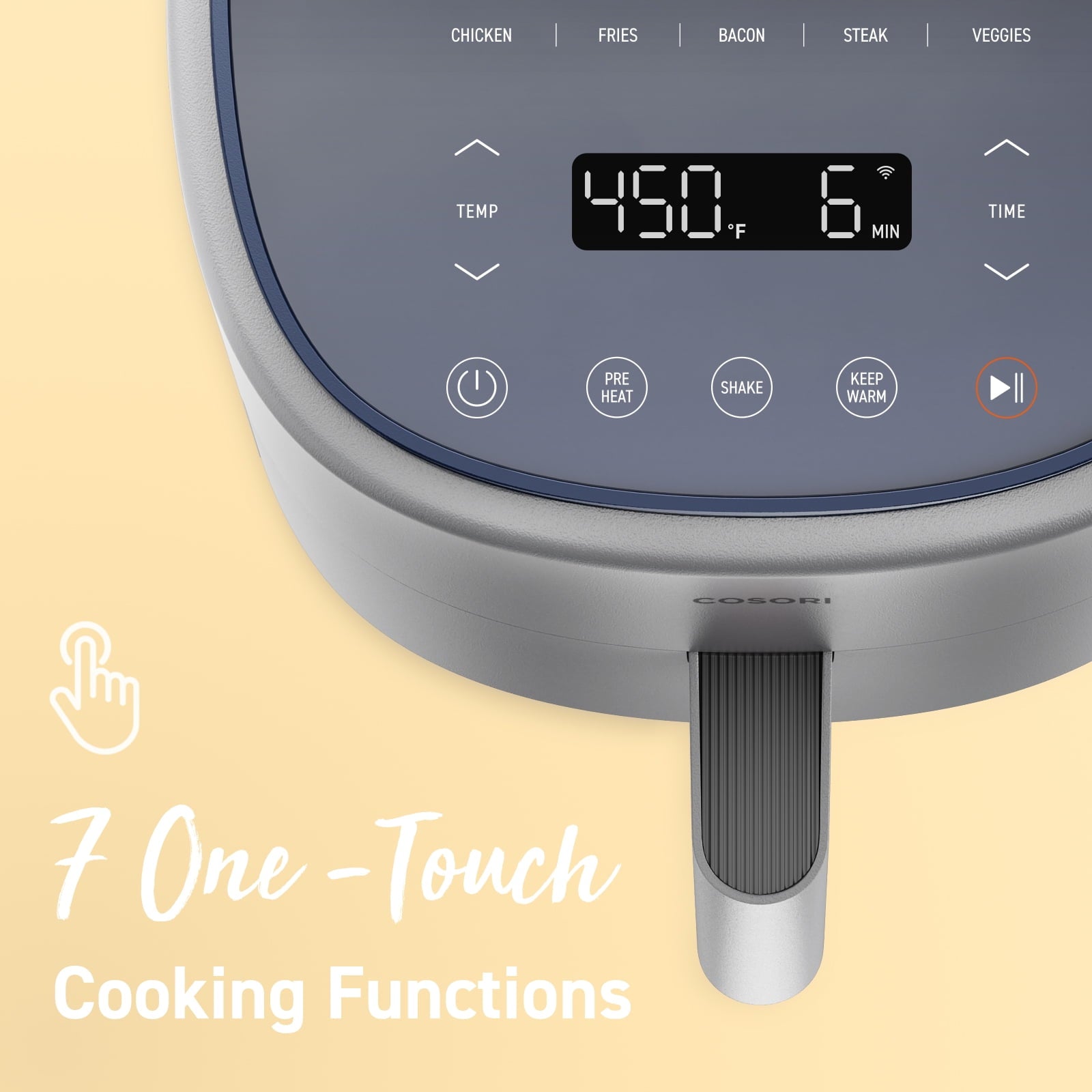COSORI Smart Air Fryer, Lite 4-Quart Compact 7-in-1 Oven, Preheat and Keep Warm, Voice Control, Dishwasher-Safe, Light Gray