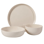 Gibson Home Candy Skies 12 Piece Unbreakable Wheat Straw Melamine Plates and Bowls Dinnerware Set - Outdoor, Camping, & Everyday Use - Matte Exterior/Shiny Interior Taupe Cream