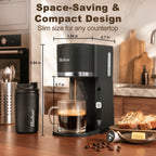 Bluebow Single Serve Coffee Maker, 6-12oz Brew Size for K Cup Pod & Ground Coffee& Tea, Fast Brew One Cup Small Coffee Machine  for Home and Travel, Black