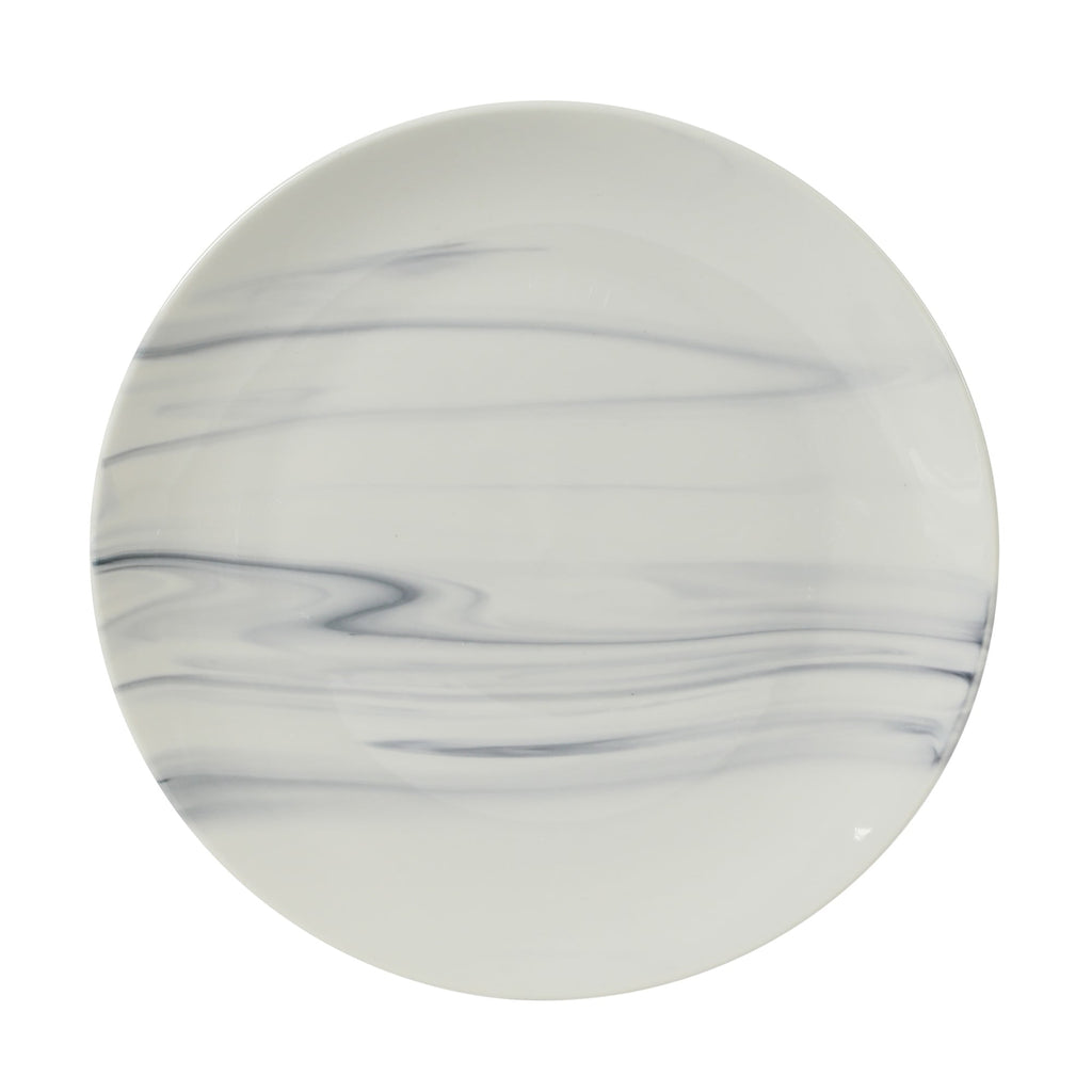 Gibson Home Cloudlight 12 Piece Plates and Bowls Dishes Brown and White - Decorated Porcelain Ceramic Dinnerware Set - Service for 4