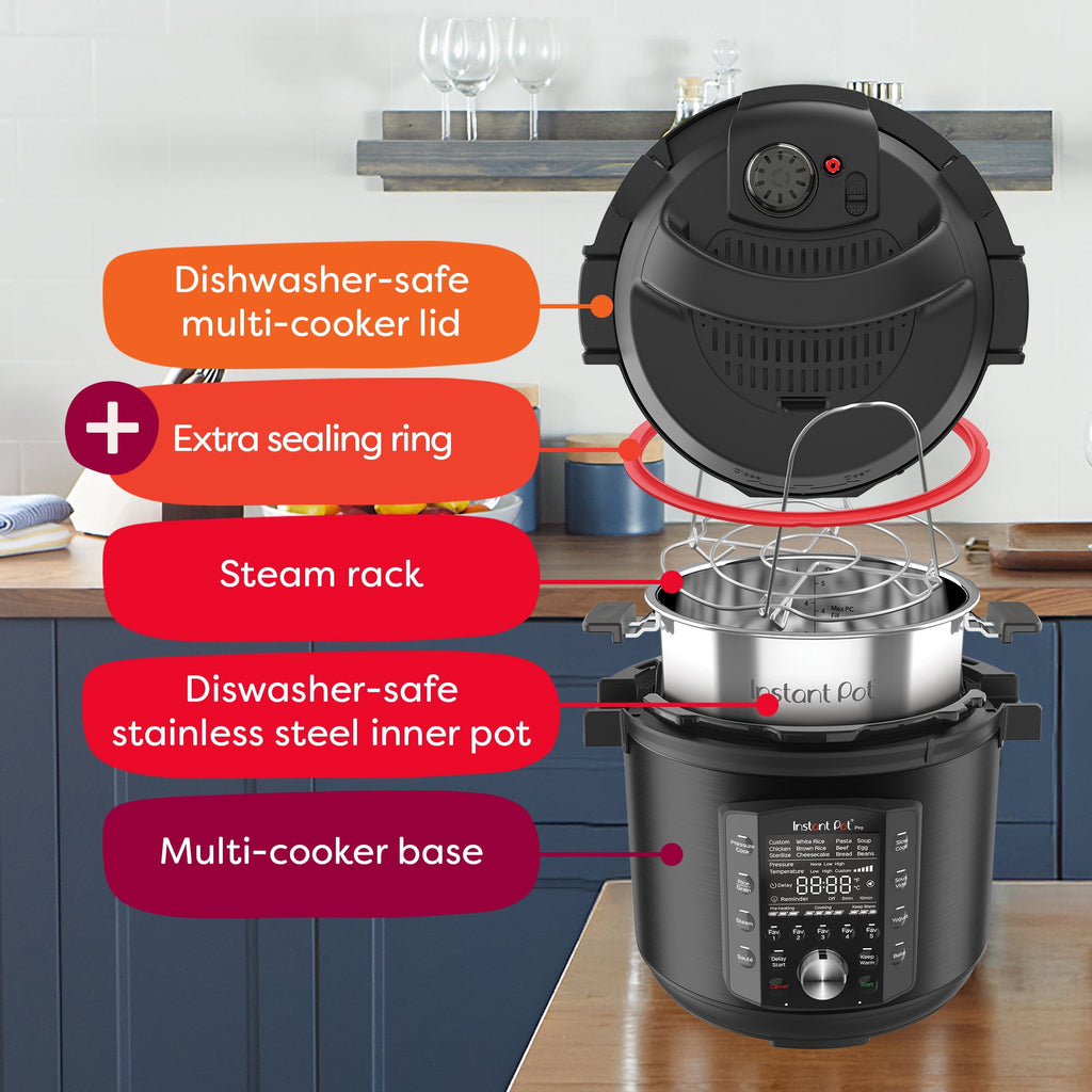 Instant Pot Pro 6-Quart Electric Pressure Cooker, 10-in-1 Slow Cooker, Rice/Grain Cooker, Steamer, Sauté, Sous Vide, Yogurt Maker, Sterilizer and Warmer