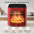 Simenmax 3QT Air Fryer – Compact Digital Personal Air Fryer with 400°F Max Temp, Overheat Protection & Auto Shut-Off, Red